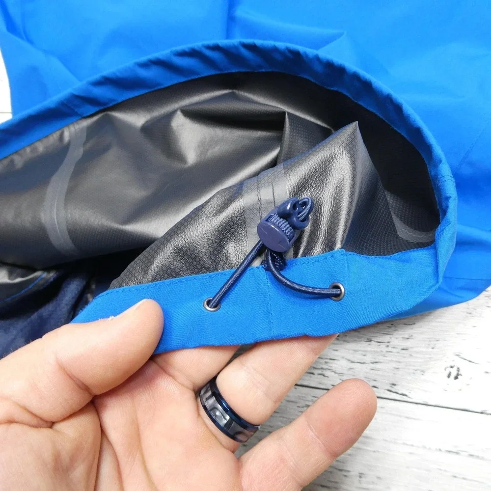 Eddie Bauer Jacket Mens Medium Blue WeatherEdge Stretch Hooded‎ Waterproof Zip